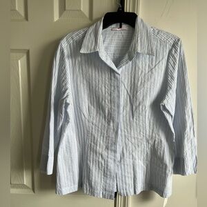 Blue and White Striped Women's Top Leggiadro